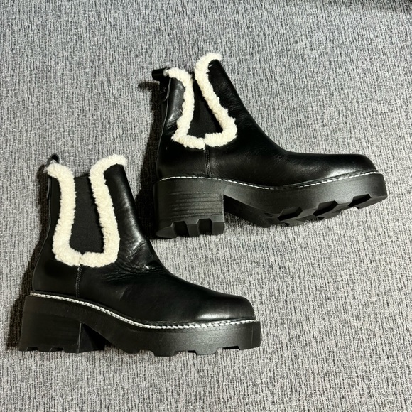 Calvin Klein Women’s Anissa Lug Sole Block Heel Cozy Faux Fur Chelsea Booties - Picture 6 of 16